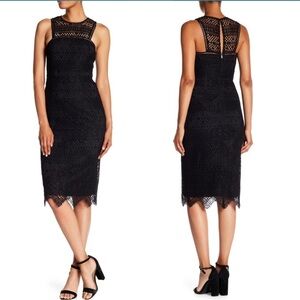 Trina Turk Vitality Black Crochet Midi Dress size 8